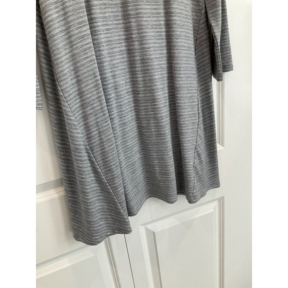 Garnet Hill Women’s SMALL Grey White Striped Seamed Knit Trapeze Dress NEW - Picture 2 of 4